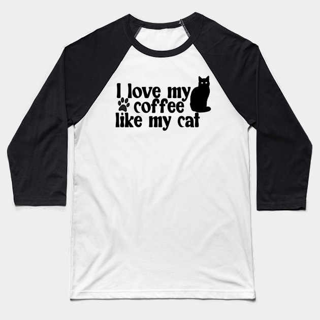 Black Coffee Black Cat Baseball T-Shirt by Miozoto_Design